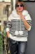 Sweater Importado Abrigo Rayado Pompones