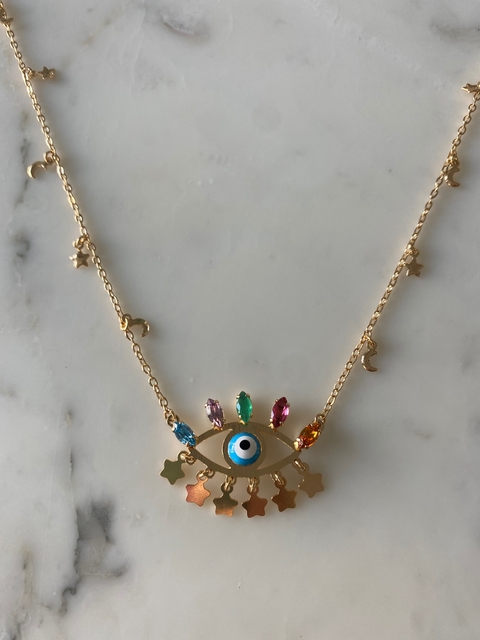 Colar dots olho estrelinhas rainbow