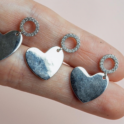 Pingente Coração Placa Círculo Cravejado