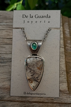 Colgante de Plata con cuarzo dendrítico y Turmalina verde - tienda online