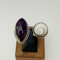 Anillo de Plata 925 con Amatista y Nácar Ojo de Siva