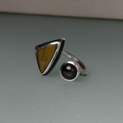 Anillo de Plata 925 con Ojo de Tigre y Black Star - comprar online