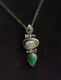 Colgante de Plata 925 con Nácar, Turquesa y Granate - comprar online
