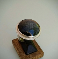 Anillo de Plata 925 con Obsidiana plateada - De la Guarda Joyería