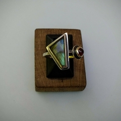 Anillo de Plata 925 con Labradorita y Granate - tienda online