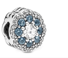 FLOR BRILLANTE CELESTE Y CRISTAL