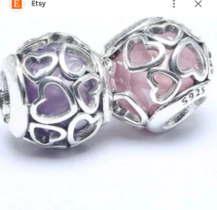 BOLITA ROSA RELIEVE CORAZONES SILVER - comprar online