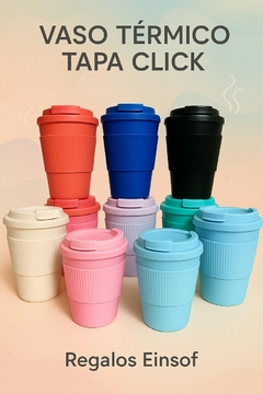 VASO CHICO TERMICO CON BANDA Y TAPA CAFE CLICK - comprar online