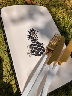 Bandeja branca abacaxi - Mozanna home decor