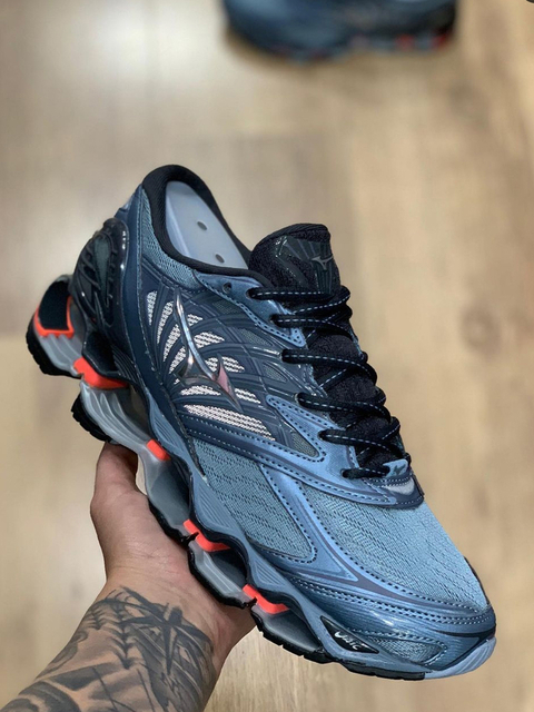 MIZUNO WAVE PROPHECY 8-CINZA AZULADO/LARANJA