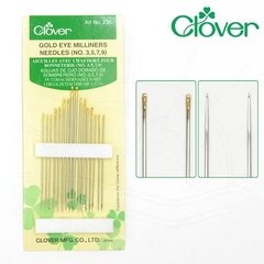 AGULHA PARA COSTURA CLOVER LONGA OLHO DOURADO MILLINER Nº 03 AO Nº 09 - 16 AGULHAS