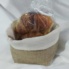 Canastito mini de Arpillera y Lienzo - Buenos Dias Lucia
