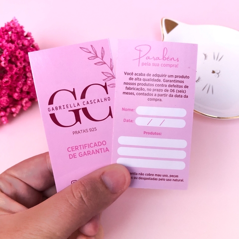 Cartão de Garantia 9x5cm