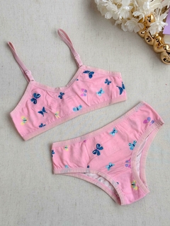Conjunto Menina Moça P M | Borboletas Rosa