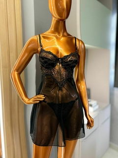 Camisola Glamour | Preto - Íntima lingerie | Moda íntima Atacado