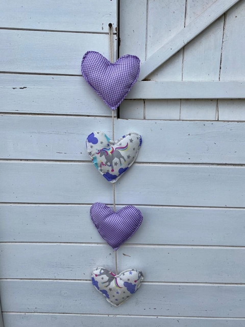 Colgante 4 corazones unicornio