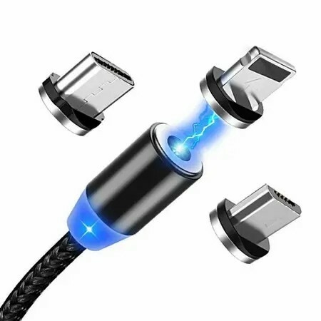 Cabo Magnético Carregador V8 / Tipo C / Lightning Usb Nylon 3 Em 1