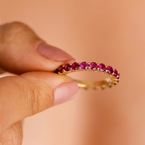 Aliança Inteira Lenny em Gemas Brasileiras - comprar online