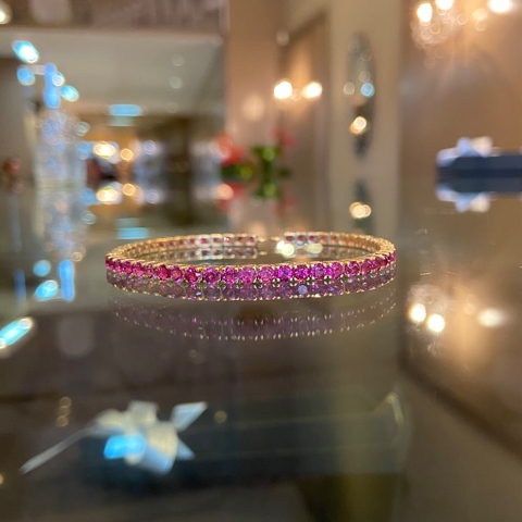 Pulseira Riviera Gis em Ouro Amarelo e Rubelitas