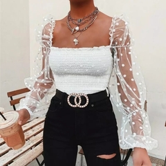 Blusa Manga Longa de Bolinhas Poá na internet