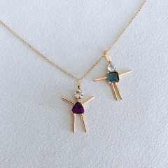 PINGENTE MENINA AMETISTA E CITRINO OURO 18K - comprar online