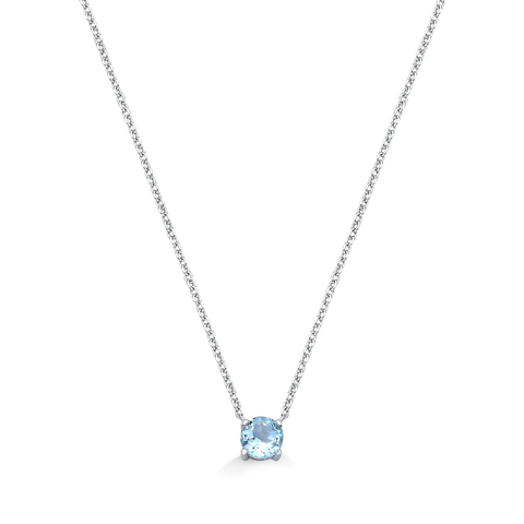 Colar Redondo Com Banho De Ródio Em Topazio Azul Prata 925 - comprar online