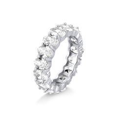 Aliança Oval Com Banho De Rodio Em Zirconia Prata 925 - comprar online