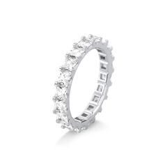 Aliança Carre Com Banho De Rodio Em Zirconia Prata 925 - comprar online