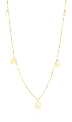 COLAR PINGENTES PATUAS AJUSTÁVEL OURO 18K - Pratas e Pedras Joalheria