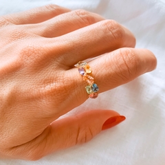 MEIA ALIANÇA TOPÁZIO COLOR OURO 18K - comprar online