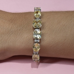 Pulseira fusion pedras variadas em zirconia amarela prata 925 - comprar online