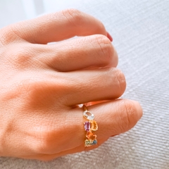 MEIA ALIANÇA TOPÁZIO COLOR OURO 18K - loja online