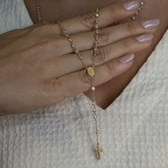 Colar Terço ouro 18k com cristais - comprar online