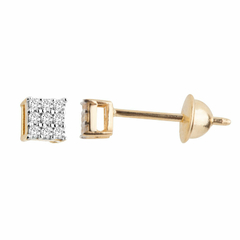 Brinco quadrado com Diamante 05 Pontos Ouro amarelo 18k - comprar online
