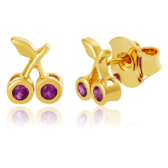 Brinco Cereja com Rubi ouro 18k