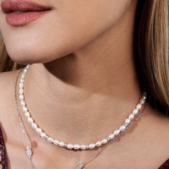 Colar de PÉROLA E ZIRCONIA prata 925 - comprar online