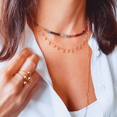 Colar Ouro 18k Pedras Preciosas - loja online