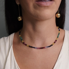 Colar Ouro 18k Pedras Preciosas