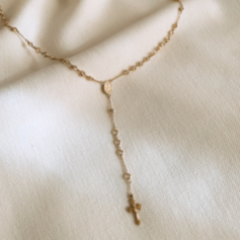 Colar Terço ouro 18k com cristais