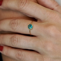 Anel Redondo Aro Fino Em Apatita ouro 18k - comprar online