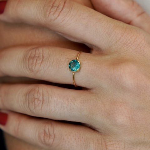 Anel Redondo Apatita ouro 18k - comprar online