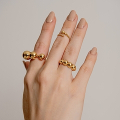 Anel bolas degrade ouro 18K