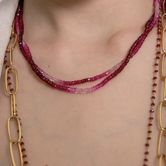 Colar Curto Ouro 18k com Rubis em Degradê