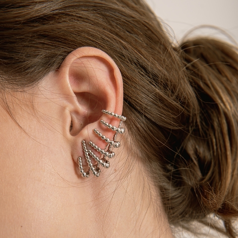 BRINCO EARCUFF DE BOLINHAS PRATA 925