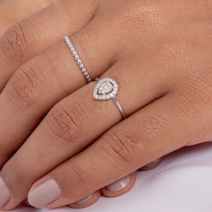 ANEL GOTA OURO BRANCO 18K COM DIAMANTES - comprar online