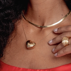 Gargantilha Coração Liso ouro 18k - comprar online