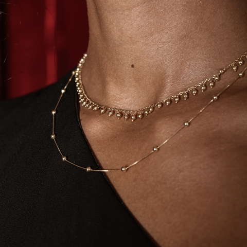 Colar Bolinhas intercaladas Ouro 18k - comprar online