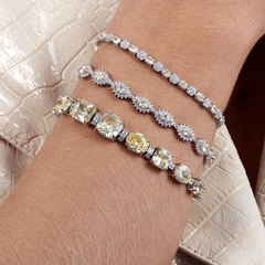 Pulseira fusion pedras variadas em zirconia amarela prata 925 na internet