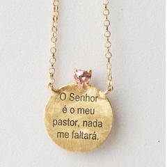 ESCAPULÁRIO SALMOS 18K OURO COM TOPÁZIO PEACH E PINK - loja online