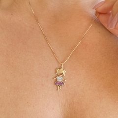 PINGENTE MENINA BAILARINA OURO 18K - comprar online